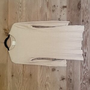 Harper Oatmeal Sweater Dress with Brown Buttons at the Wrist Size Large